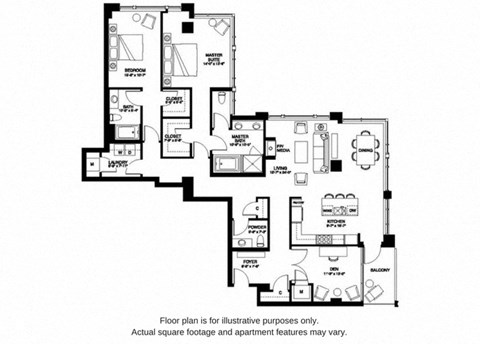 Floor plan for 2 beds, 2.5 baths, 2067 sqft
